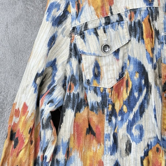 Chico's Southwestern Ikat‎ Print Jacket Womens 3 L Linen Blend Colorful Casual - Picture 5 of 11